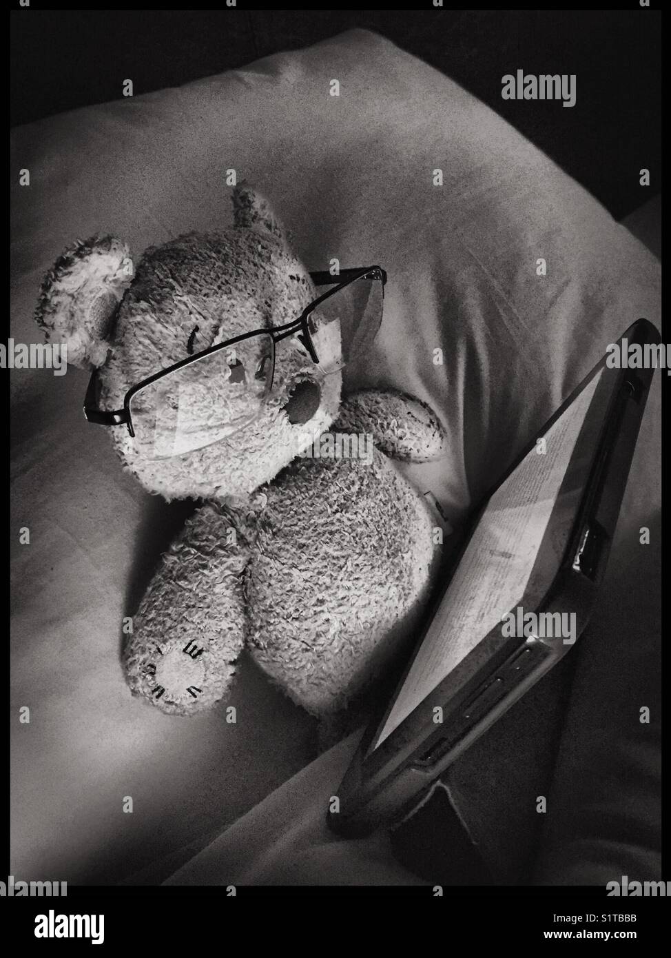 Chillin, chilling, chill in bed on a mobile device - Smartphone Captured Stock Image