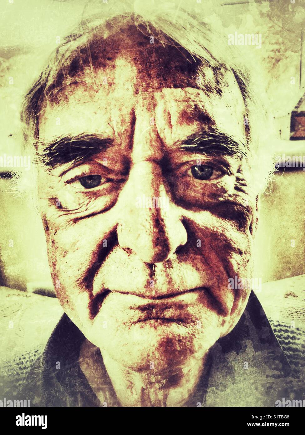 Senior man, portrait - Smartphone Captured Stock Image