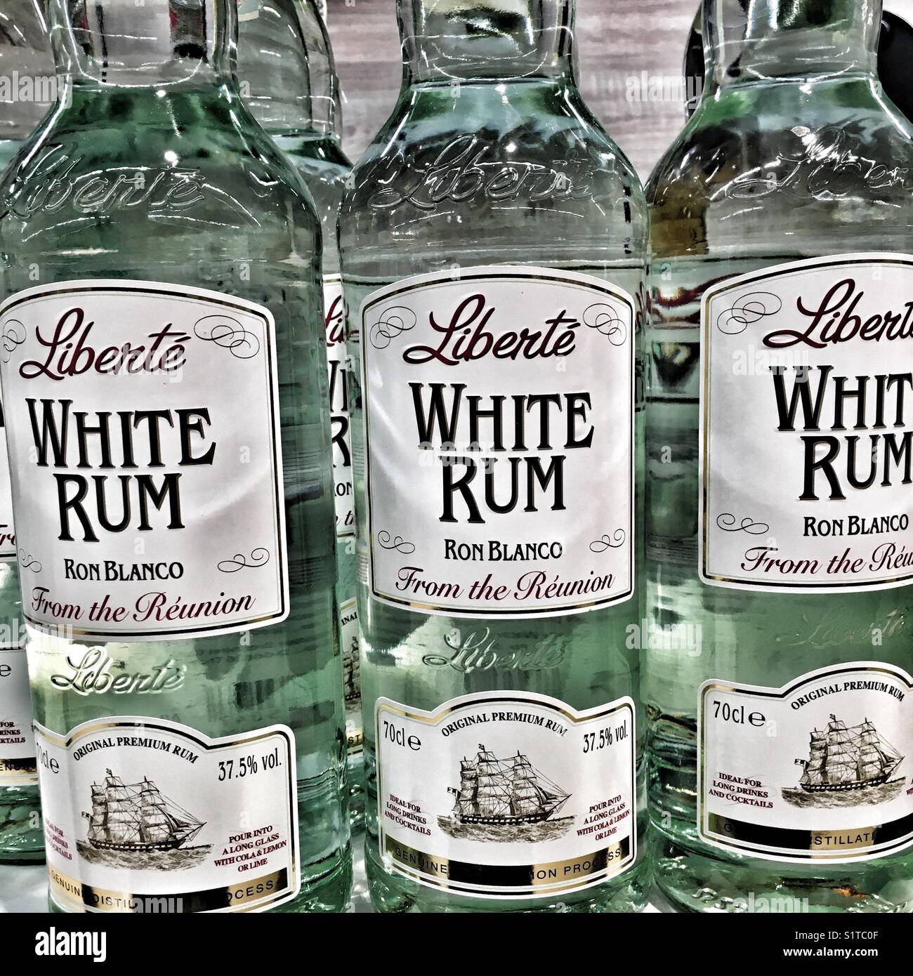 White Rum from Reunion, Czech supermarket - Smartphone Captured Stock Image