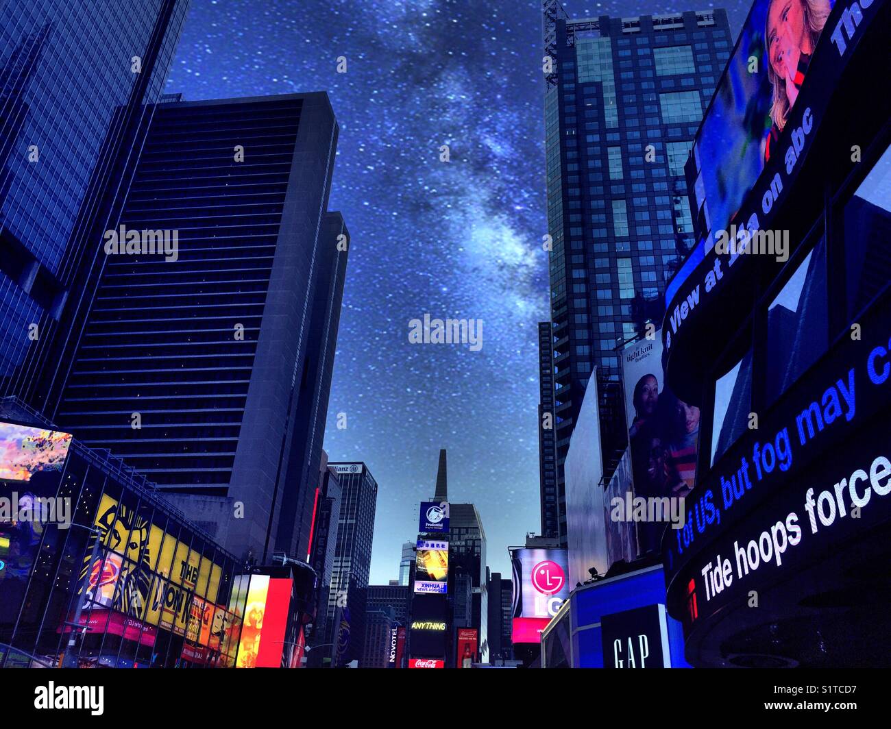 Dusk and electronic billboards in Times Square, New York City, USA ...