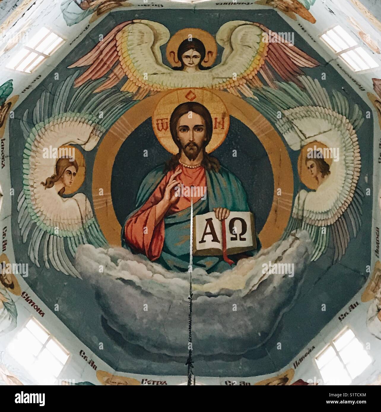 Details on the interior of an Orthodox church in Krasne ghost village of Chernobyl Exclusion Zone, Ukraine - Smartphone Captured Stock Image