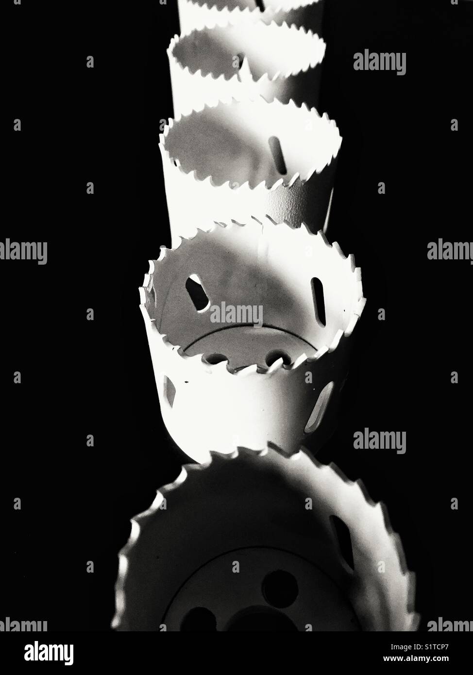 Tradesman’s hole saws of different sizes - Smartphone Captured Stock Image
