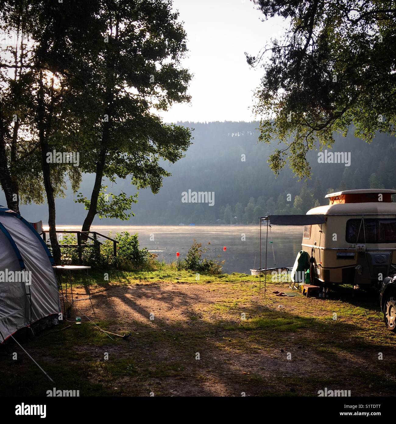 Camping Next To Lake Titisee In The German Black Forest Stock Photo Alamy