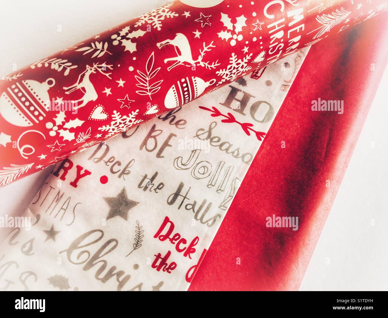 Christmas wrapping paper, red and white - Smartphone Captured Stock Image