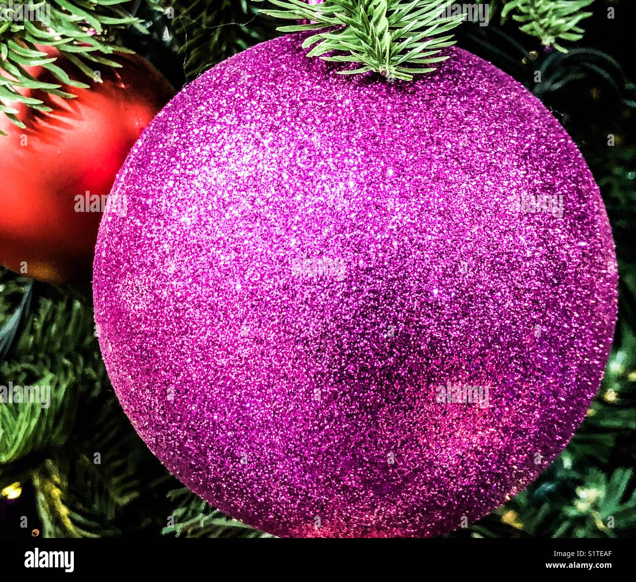 Christmas tree festive baubles Stock Photo Alamy