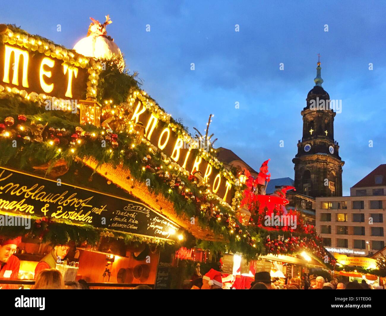 Dresden Christmas market, Striezelmarkt, Germany - Smartphone Captured Stock Image