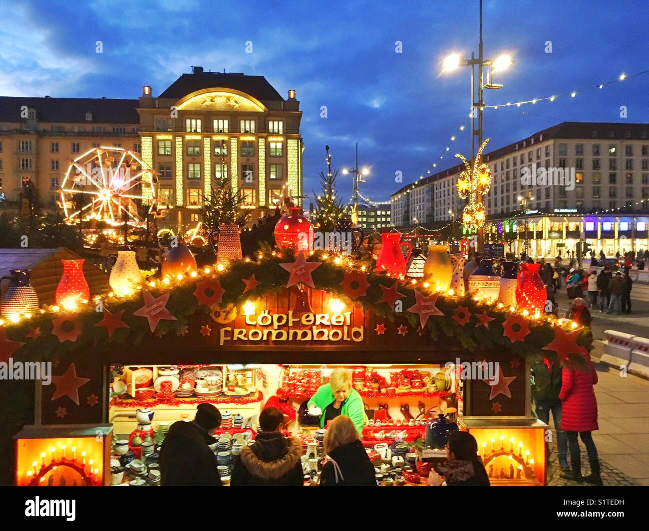 Dresden Christmas market, Striezelmarkt, Germany - Smartphone Captured Stock Image