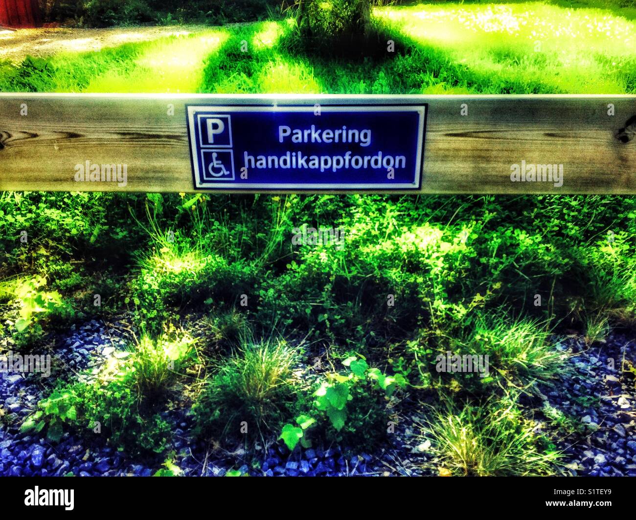 Disabled parking space, Sweden Stock Photo