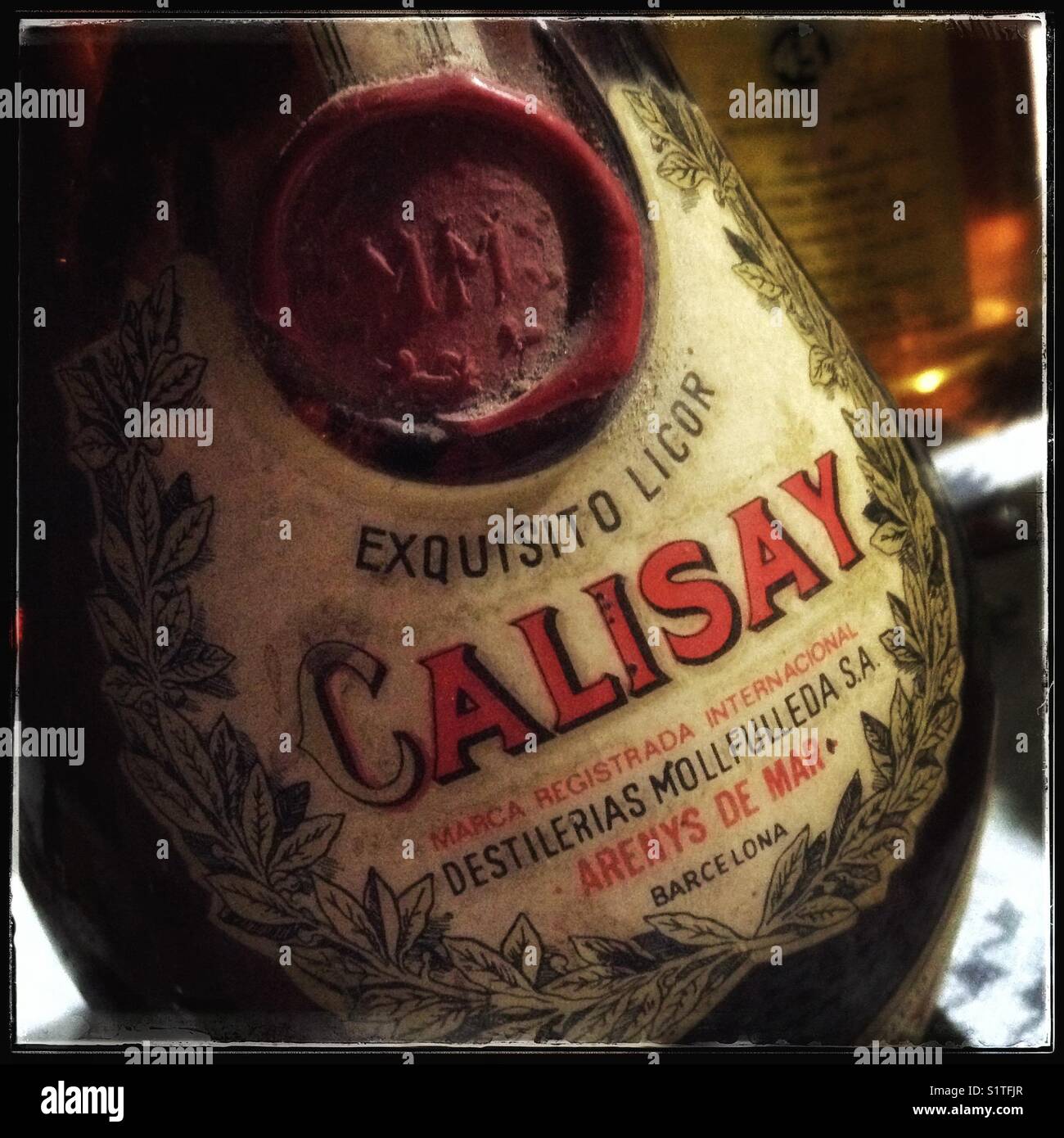 A bottle of 1970 Calisay, Spain. - Smartphone Captured Stock Image