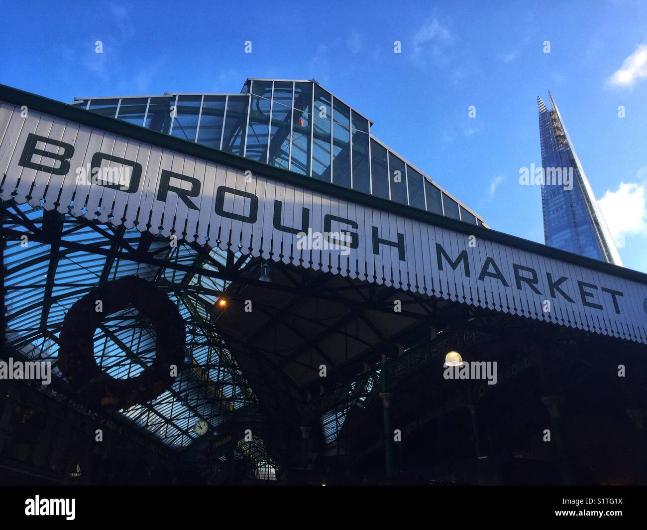 Borough Market and the Shard in London, England on December 1 2017 - Smartphone Captured Stock Image
