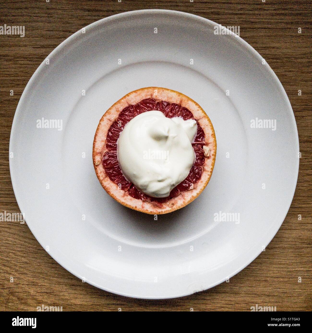 Pink Grapefruit with yogurt - Smartphone Captured Stock Image