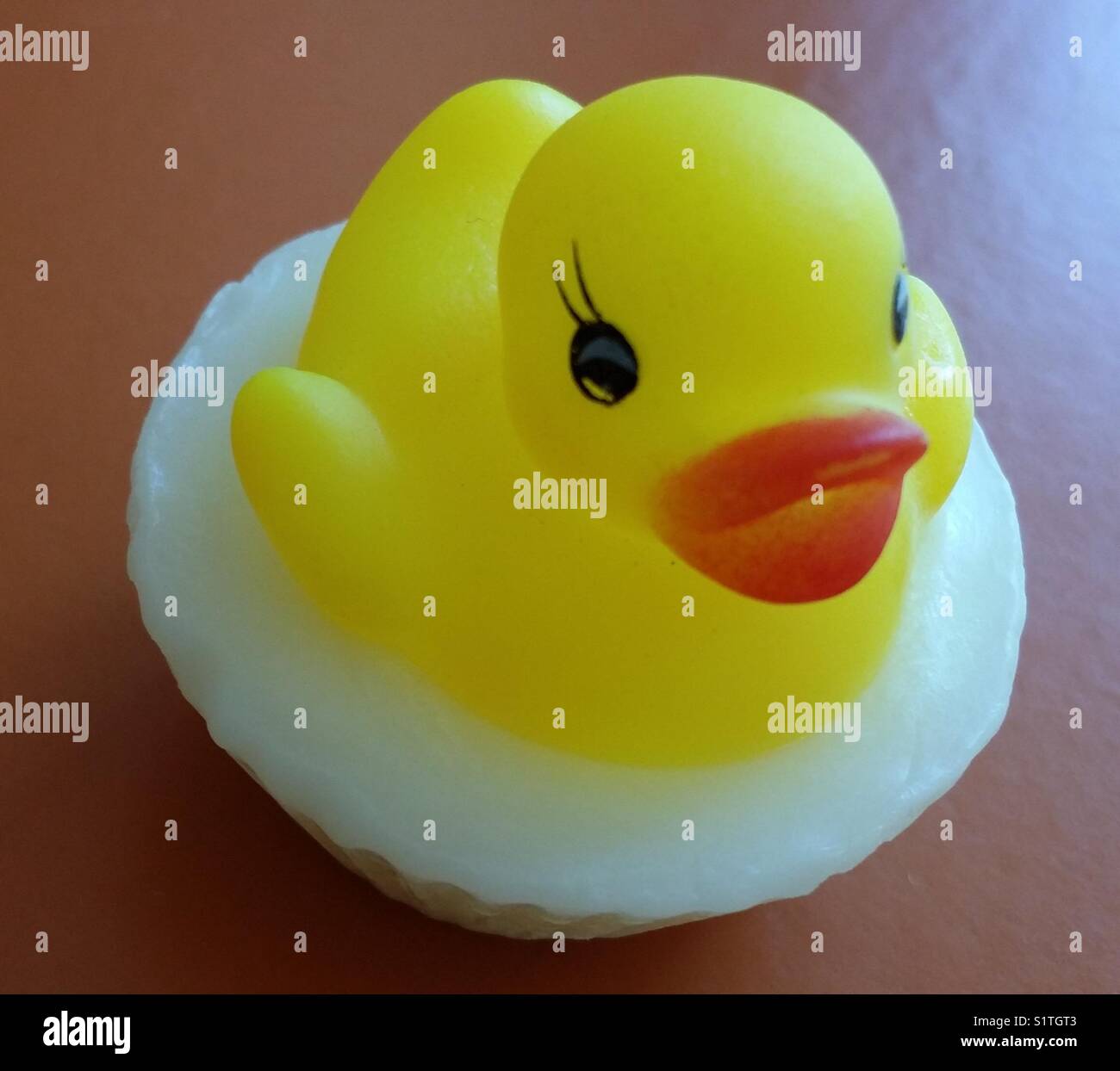 Rubber duckie soap Stock Photo