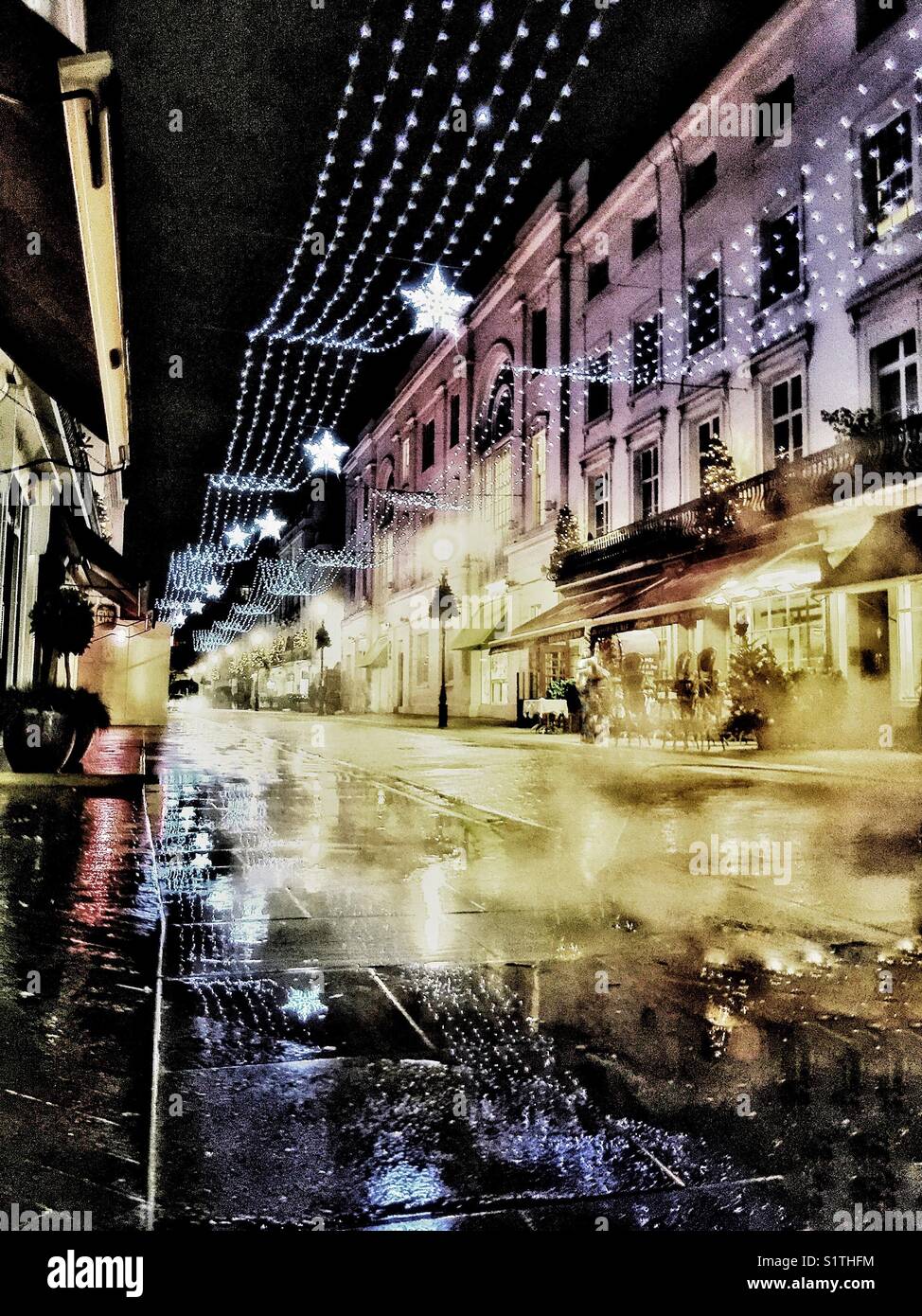 Street Christmas lights, Knightsbridge London Stock Photo Alamy