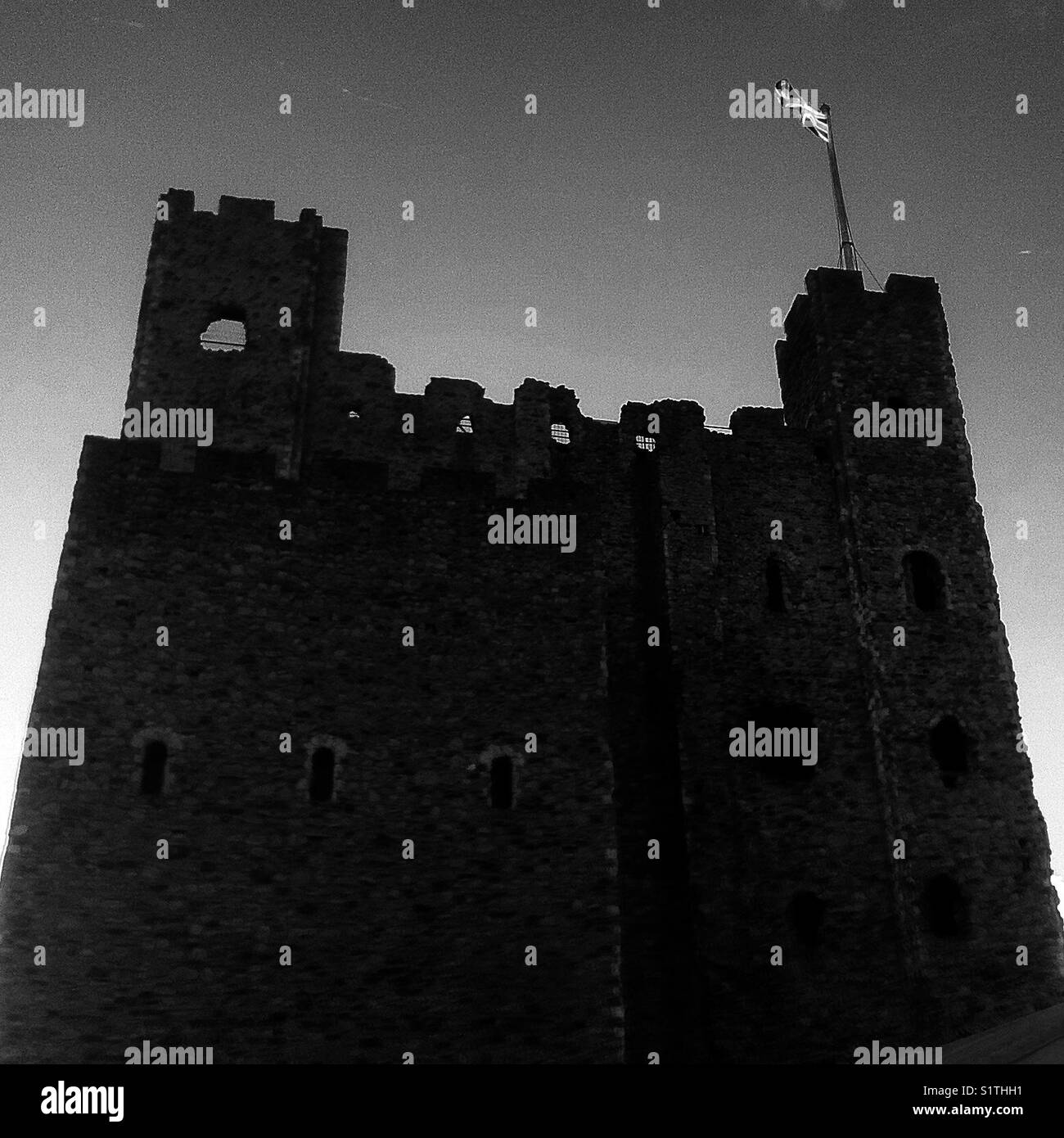 Rochester castle kent england taken in sillouette stock image