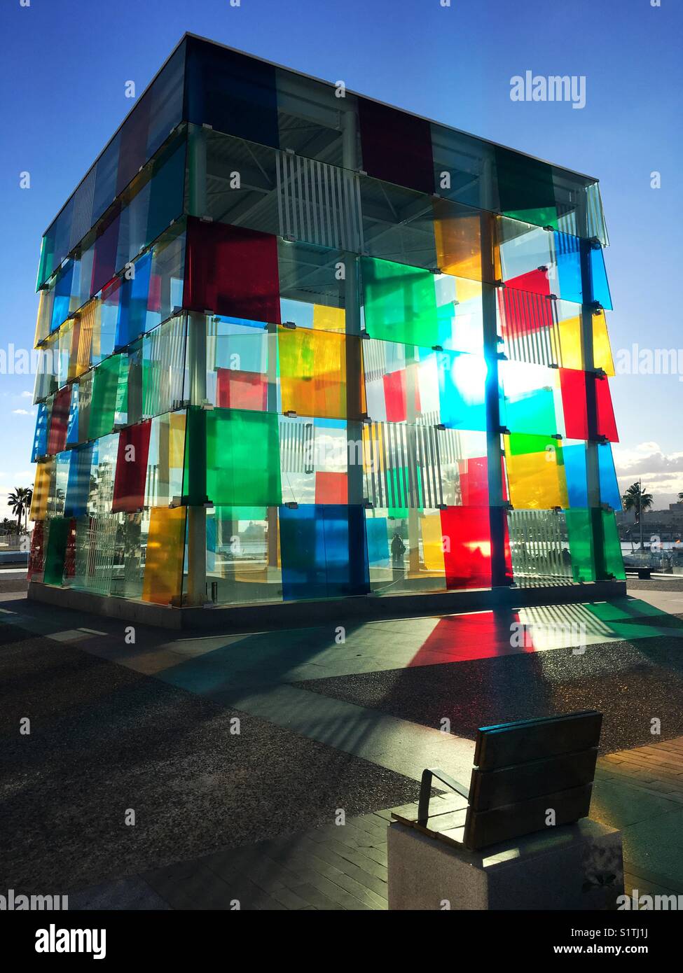 Malaga, Centre Pompidou, modern contemporary art, Spain - Smartphone Captured Stock Image