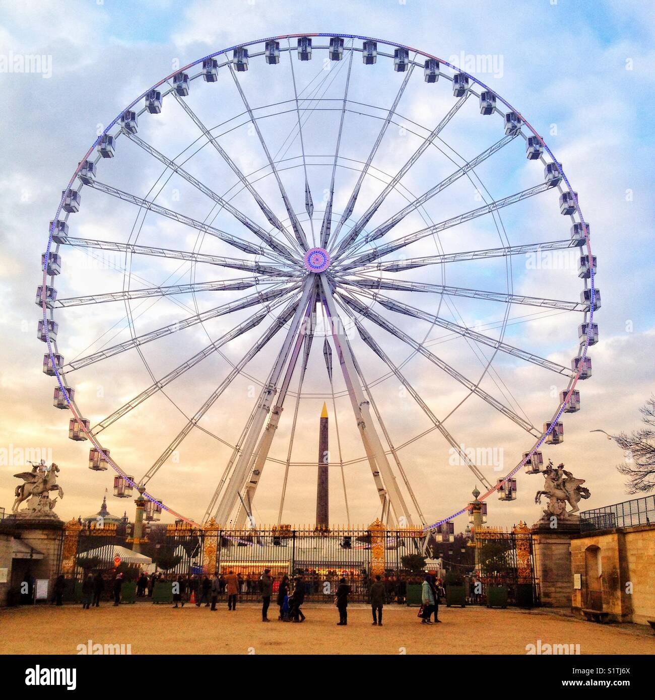 Carousel, Big Wheel in the Jardin des Tuileries, Paris France - Smartphone Captured Stock Image