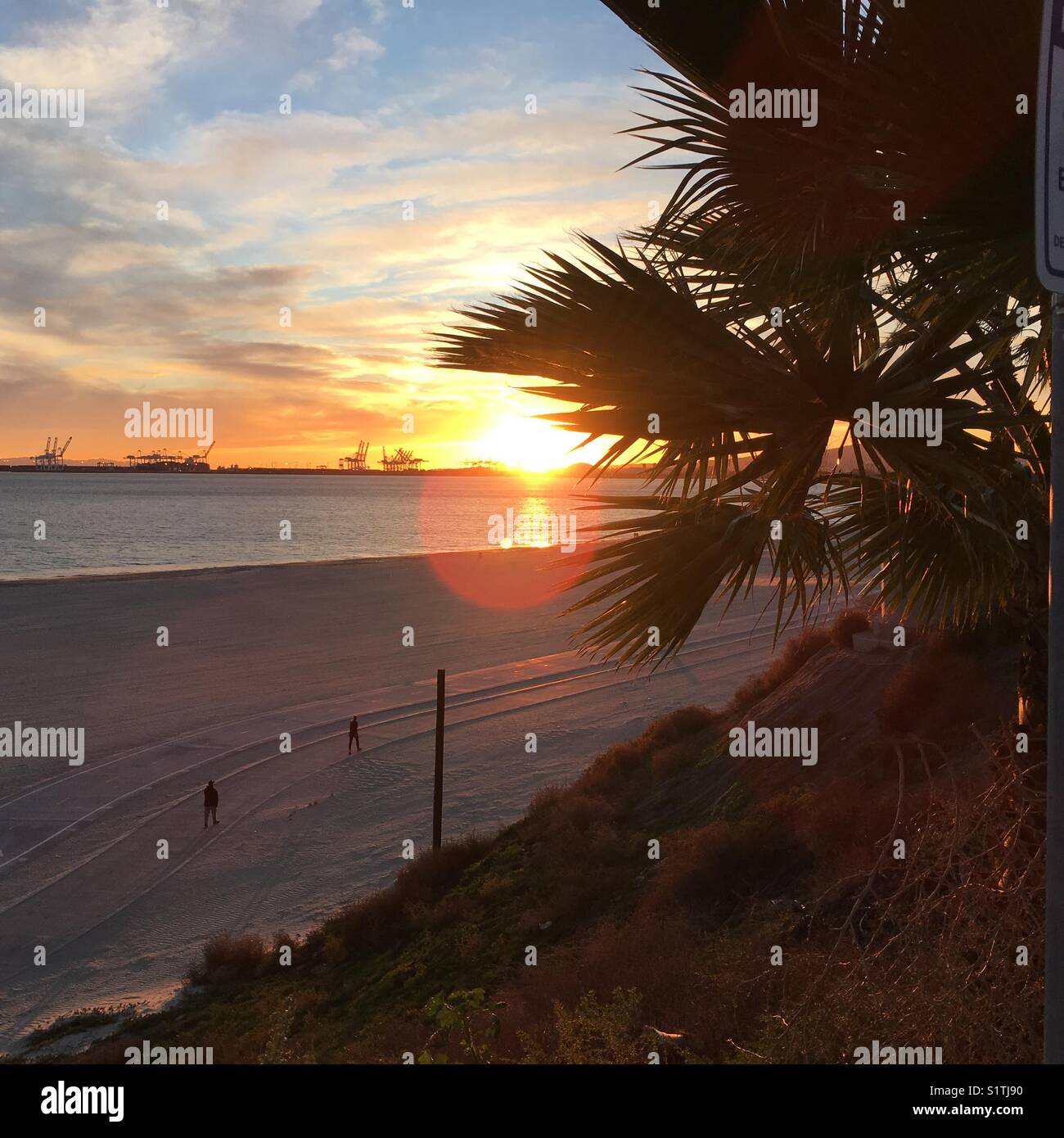 Sunset from Bluff Park in Long Beach, CA, USA - Smartphone Captured Stock Image