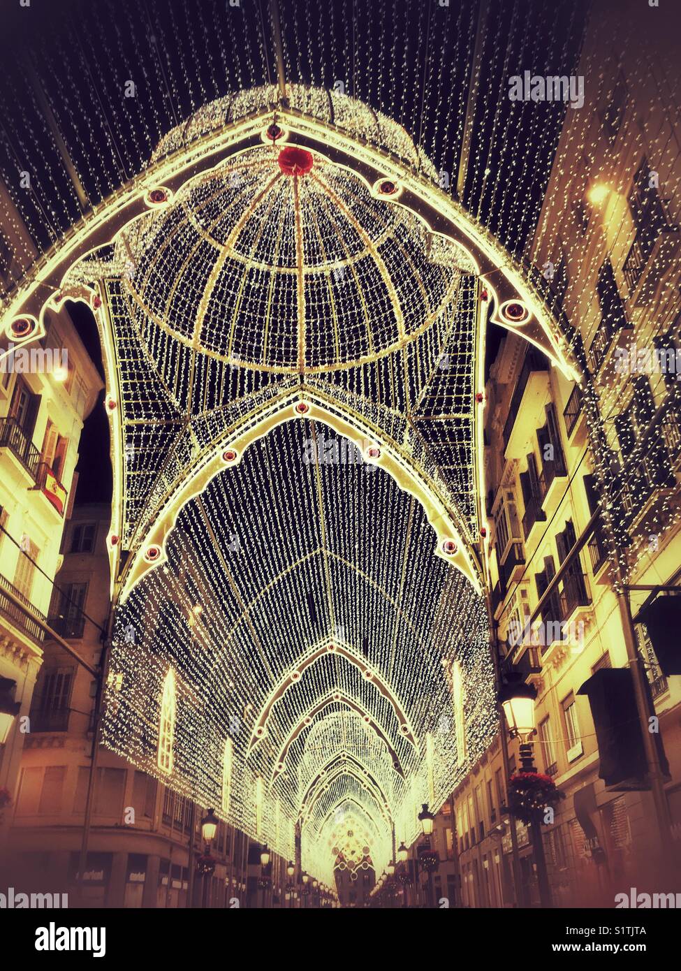 Malaga, Christmas lights at Marques de Larios street, Spain Stock Photo