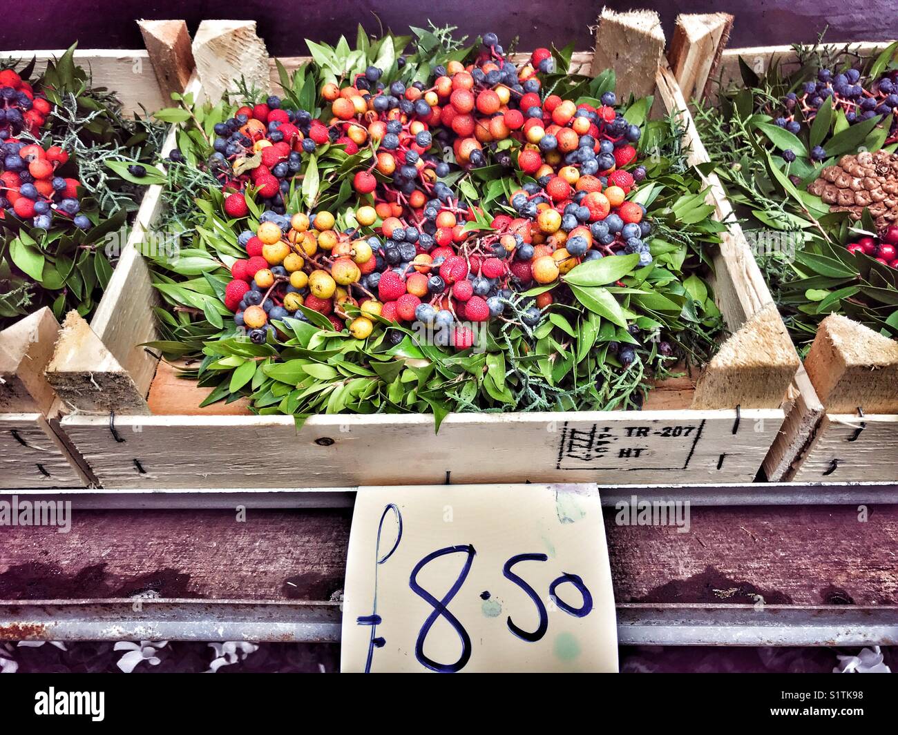 Freshly Made Christmas Wreaths For Sale At An Outdoor Market Stock Freshly made christmas wreaths for sale at an outdoor market stock