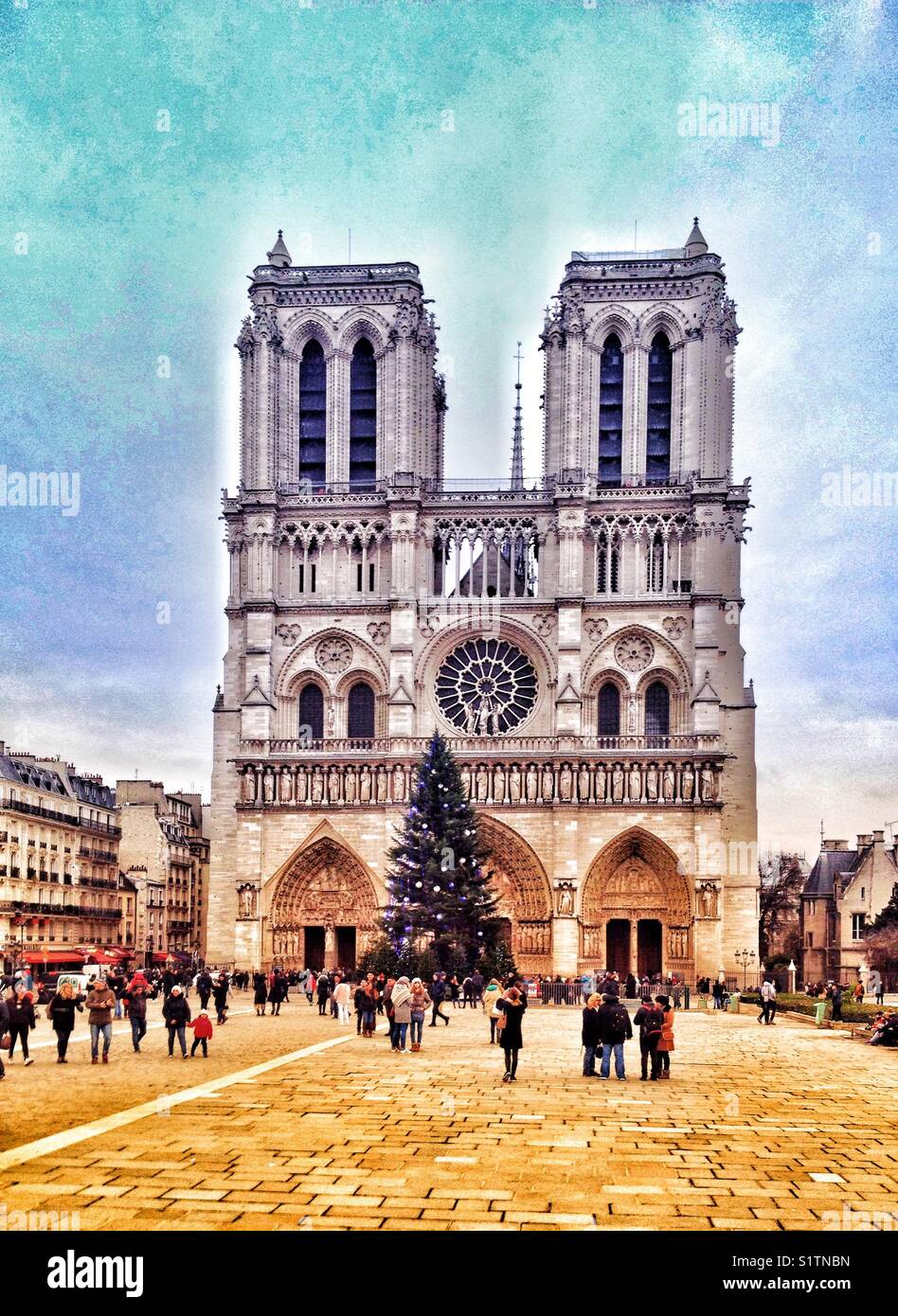 Notre Dame Cathedral in Paris France - Smartphone Captured Stock Image