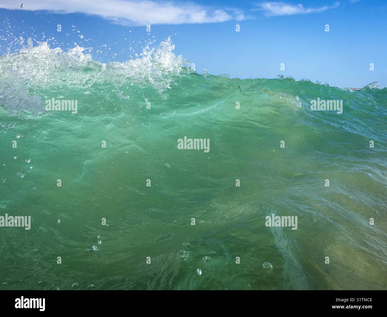 Atlantic Ocean waves about to break Stock Photo