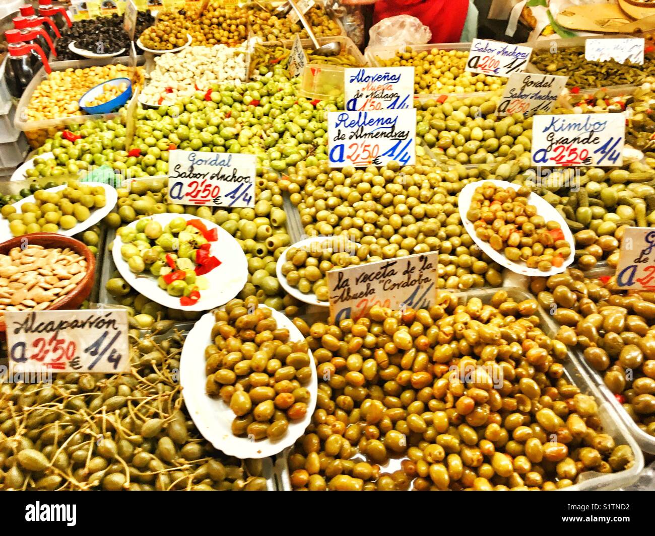 Malaga, Mercado de Atazaranas, offering olives Stock Photo - Alamy