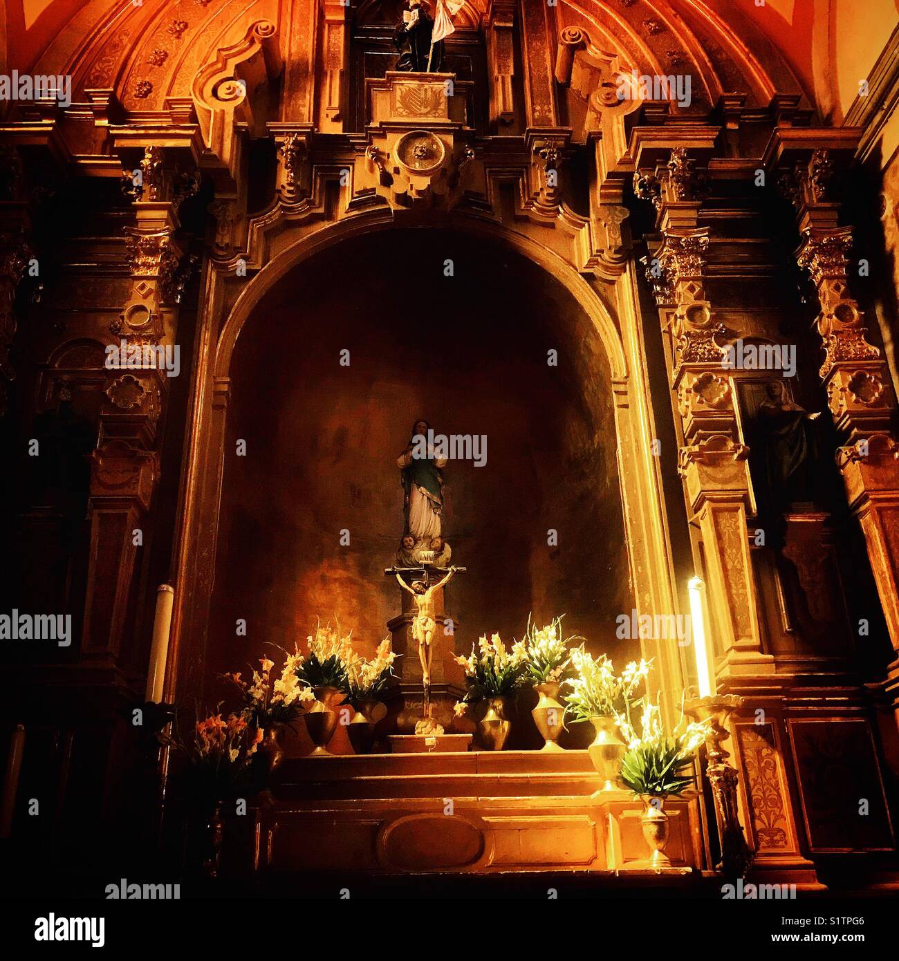 The altar of the Templo de la Compañia en Oaxaca, Mexico - Smartphone Captured Stock Image