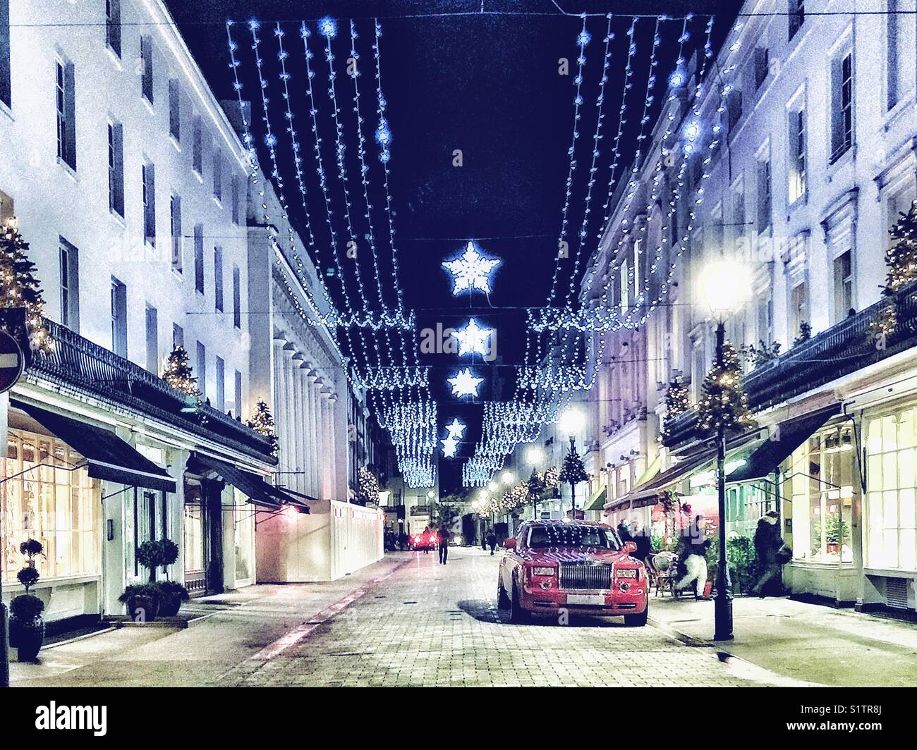 Christmas lights in Street Knightsbridge London Stock Photo Alamy