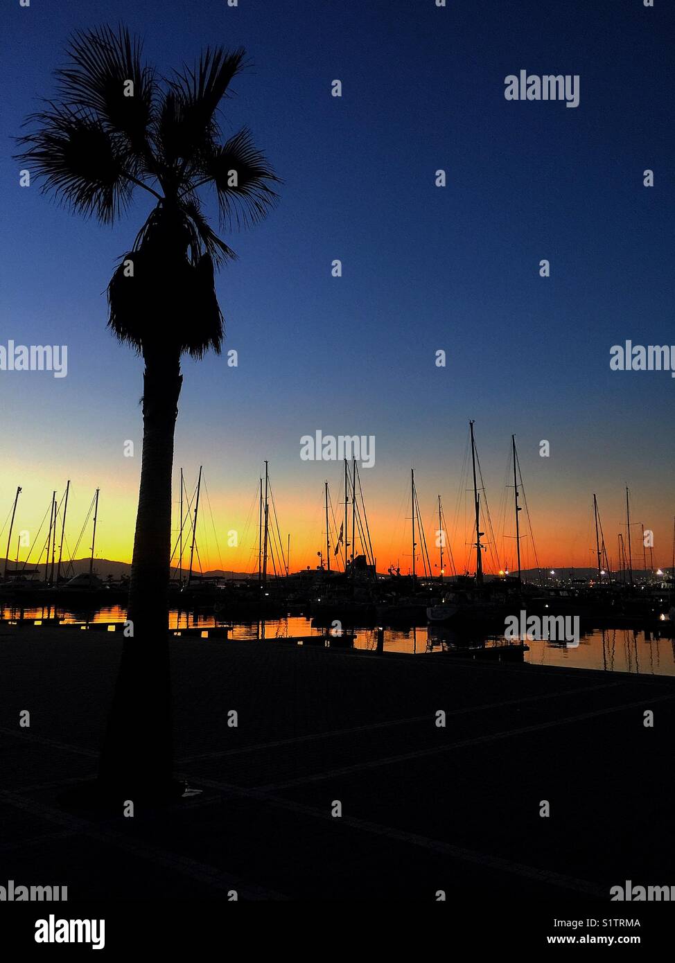 Sunset at the marina Stock Photo