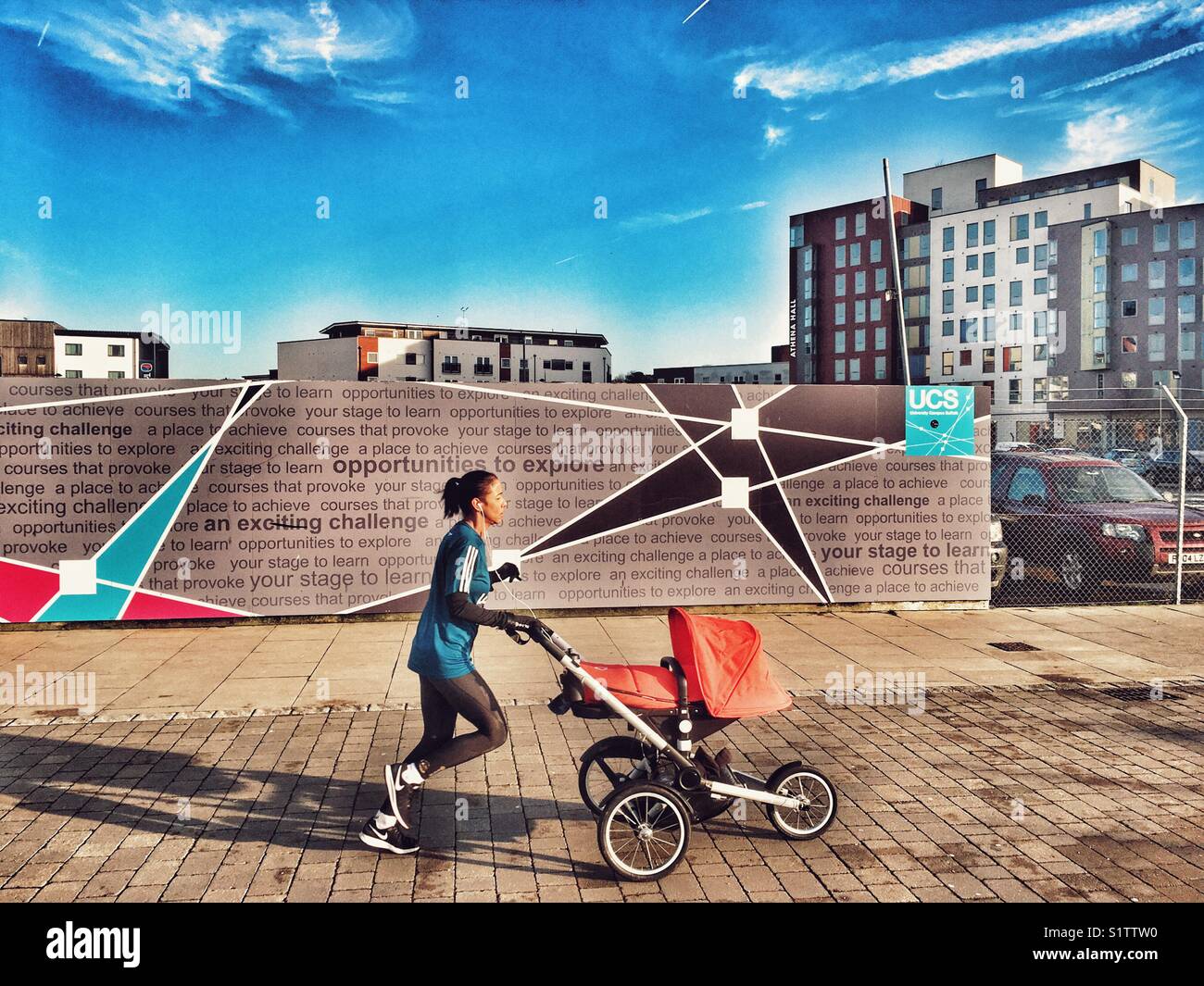 Running mum - Smartphone Captured Stock Image