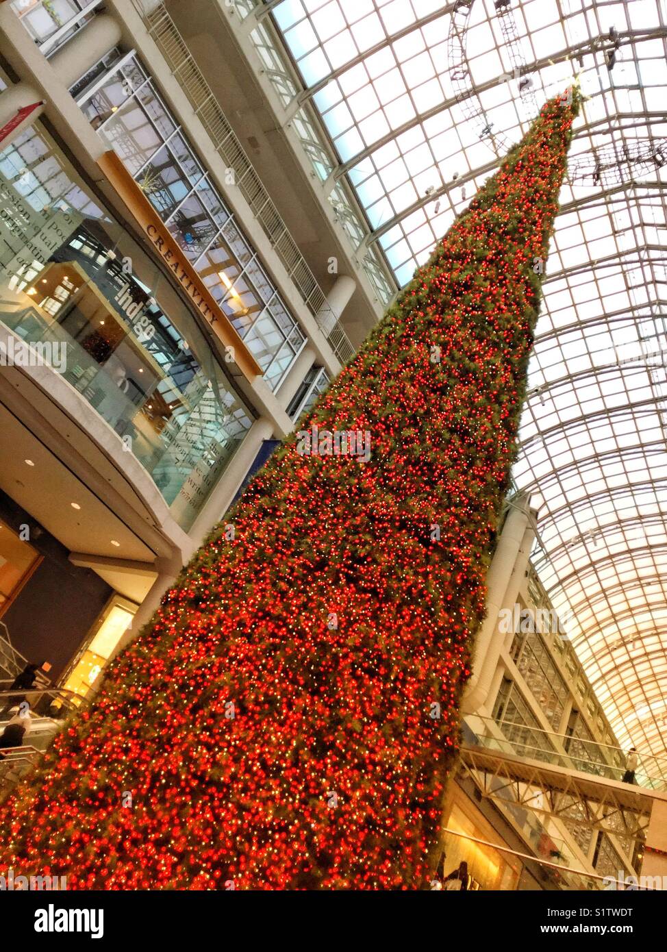 Tall Christmas tree in Toronto’s Eaton Centre Stock Photo Alamy