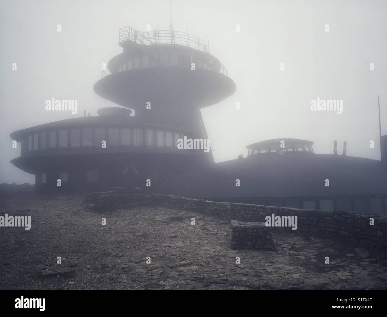 Polish meteo observatory on Sniezka Mountain in Karkonosze range Stock Photo