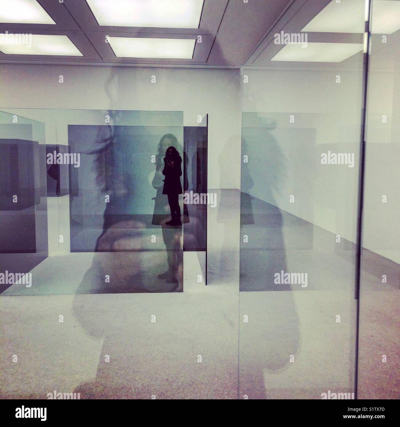 Portrait in the white cube gallery - Smartphone Captured Stock Image