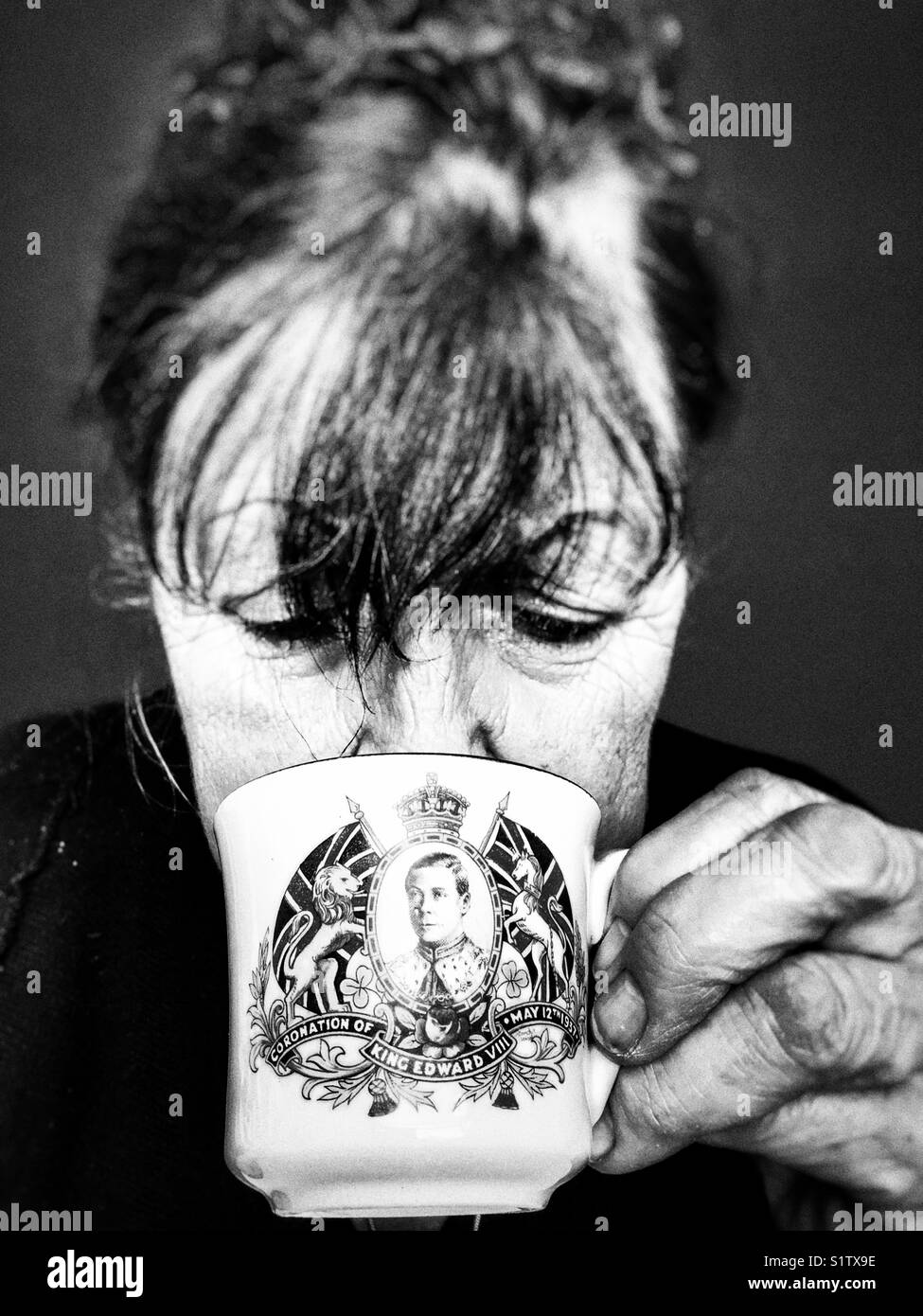 King Edward VIII coronation tea cup - Smartphone Captured Stock Image