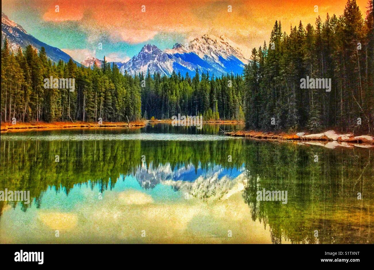 Lower Kananakis Lake - Smartphone Captured Stock Image