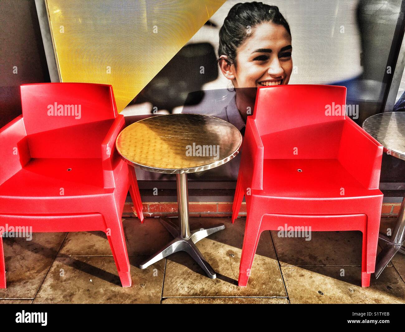 Outside seating at cafe - Smartphone Captured Stock Image