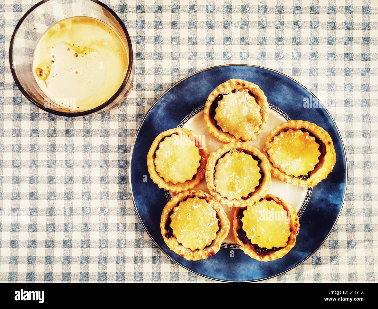 Homemade mince pies and coffee - Smartphone Captured Stock Image