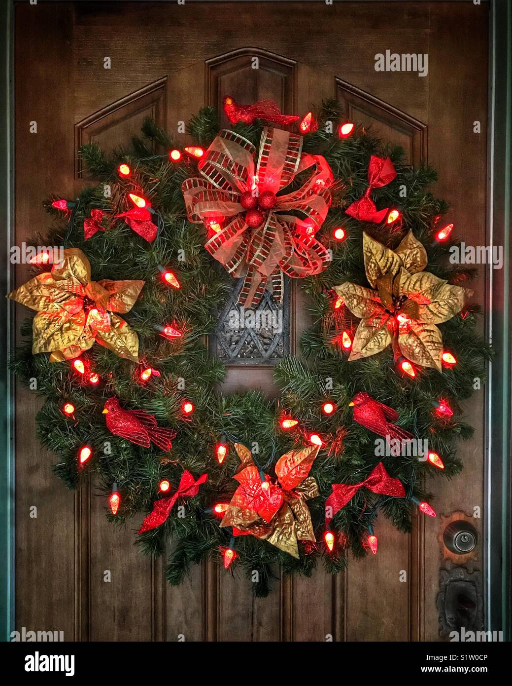 Festive Christmas front door - Smartphone Captured Stock Image