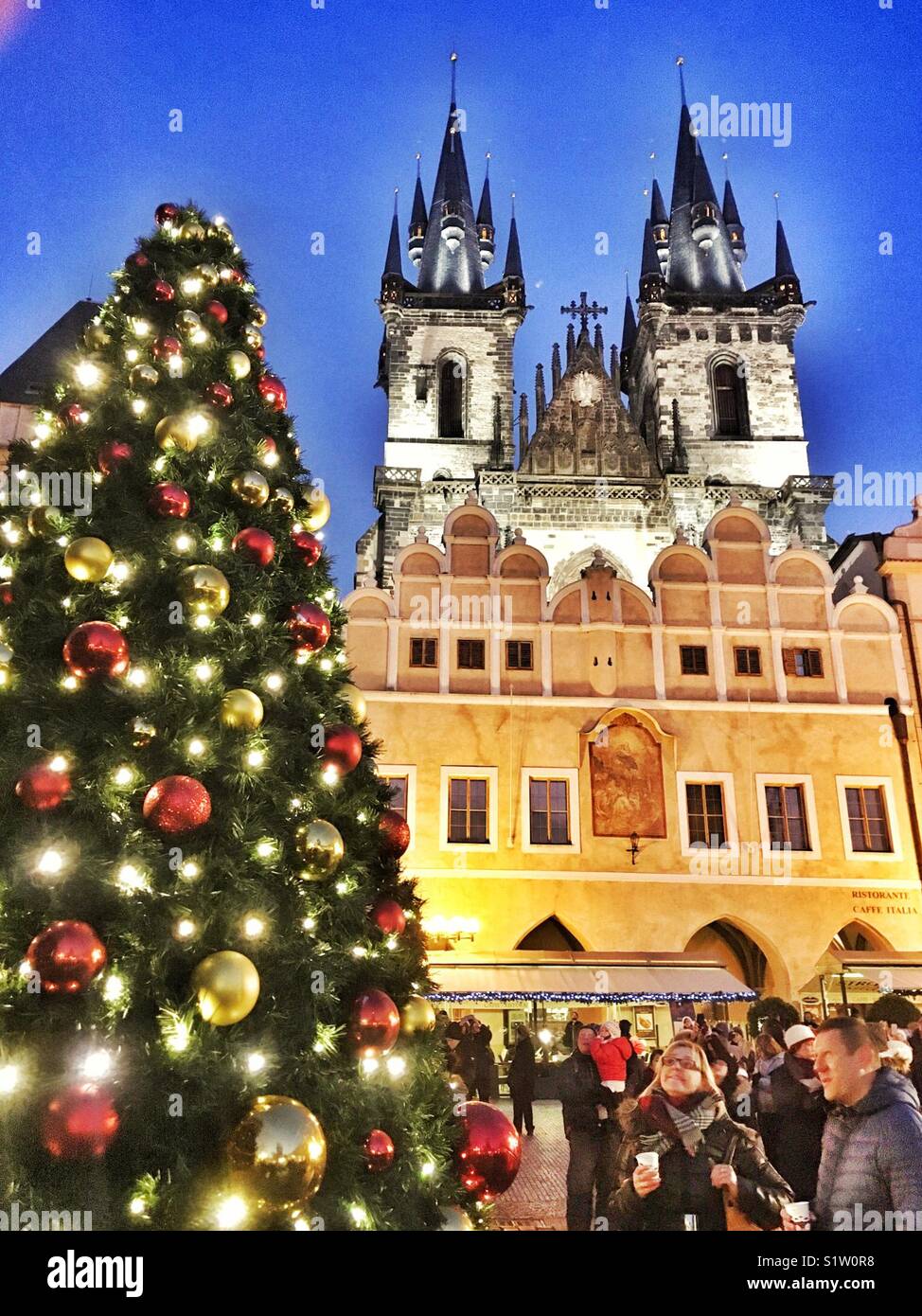 Prague Christmas Market on Old Town Square, Czech Republic - Smartphone Captured Stock Image