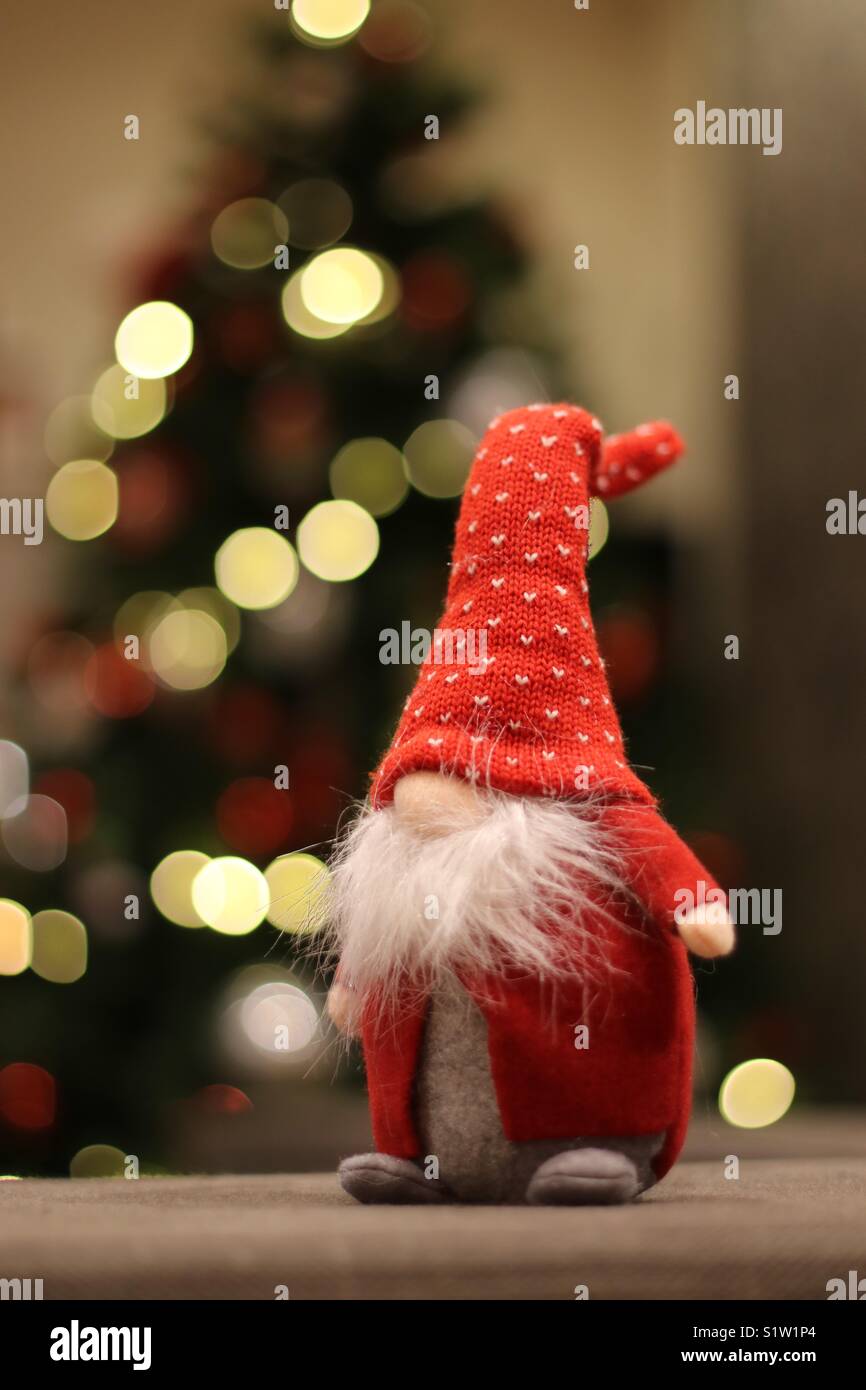 Santa Claus with a christmas tree bokeh background - Smartphone Captured Stock Image