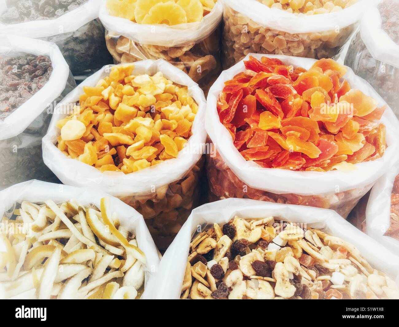 Dried fruit for sale on a market stall in Spain Stock Photo Alamy