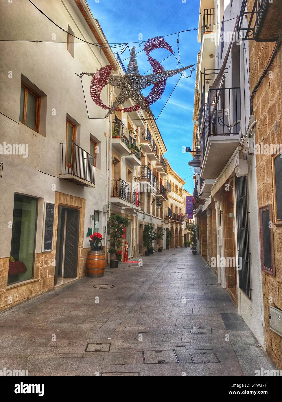 Calle Mayor, decorated for Christmas. Javea, Alicante Province, Spain Stock  Photo - Alamy