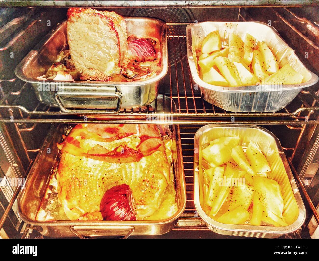 Christmas dinner in the oven - Smartphone Captured Stock Image