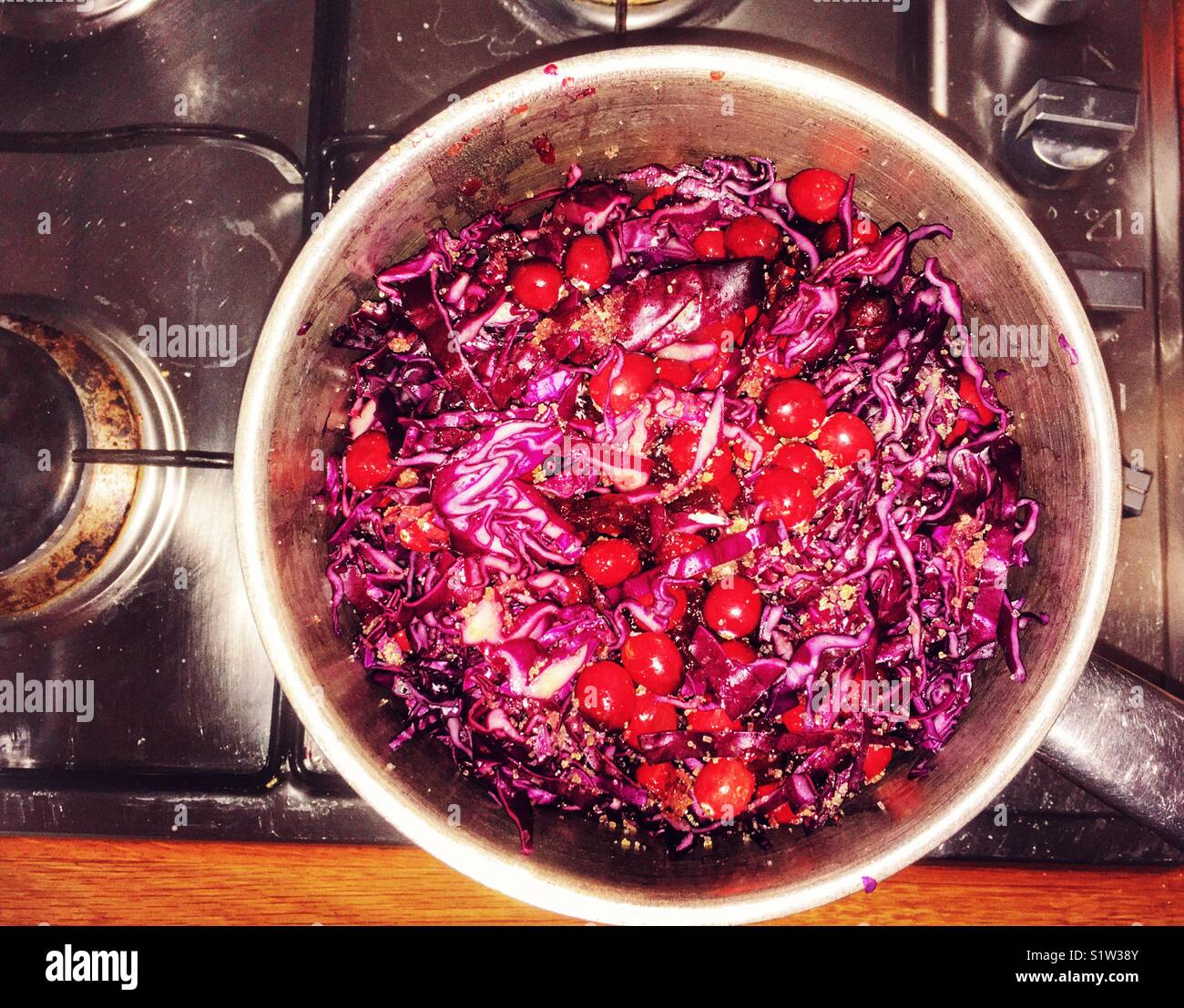 Red cabbage and cranberries - Smartphone Captured Stock Image