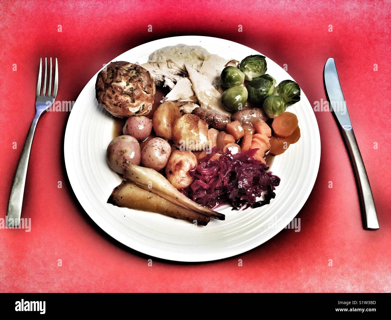 Traditional turkey Christmas dinner Stock Photo - Alamy