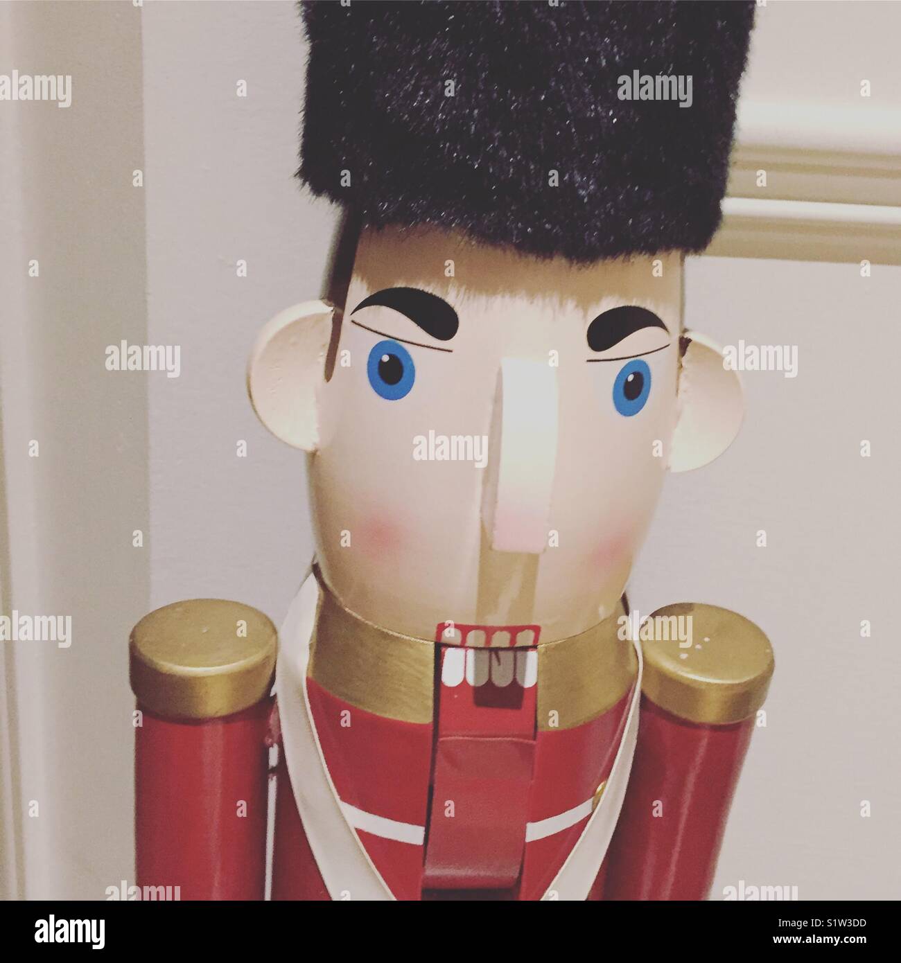 A nutcracker standing at guard by K.R. Stock Photo