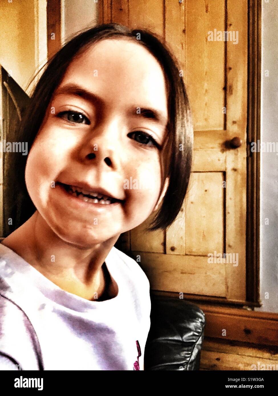 5-year old girl - Smartphone Captured Stock Image