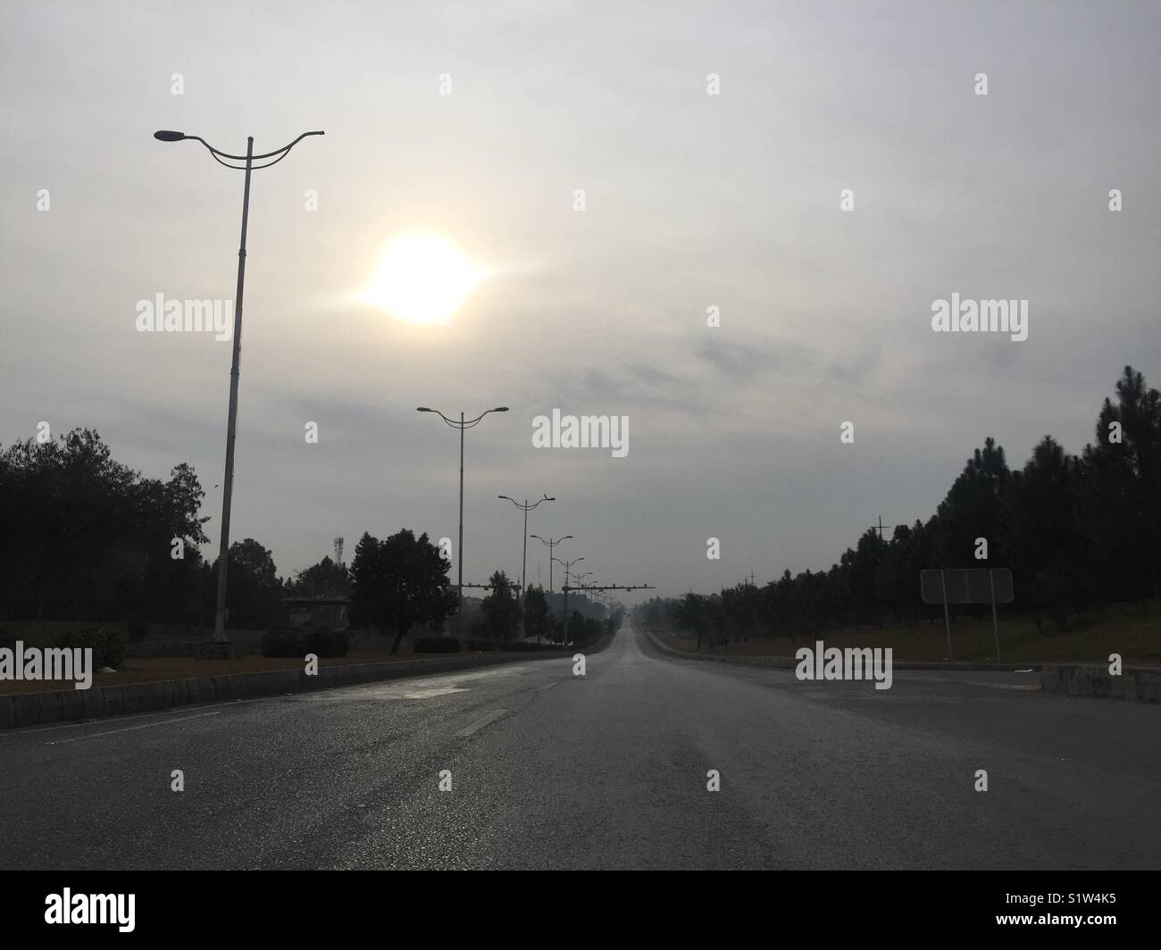 This is sun shining view on road of Islamabad. Stock Photo