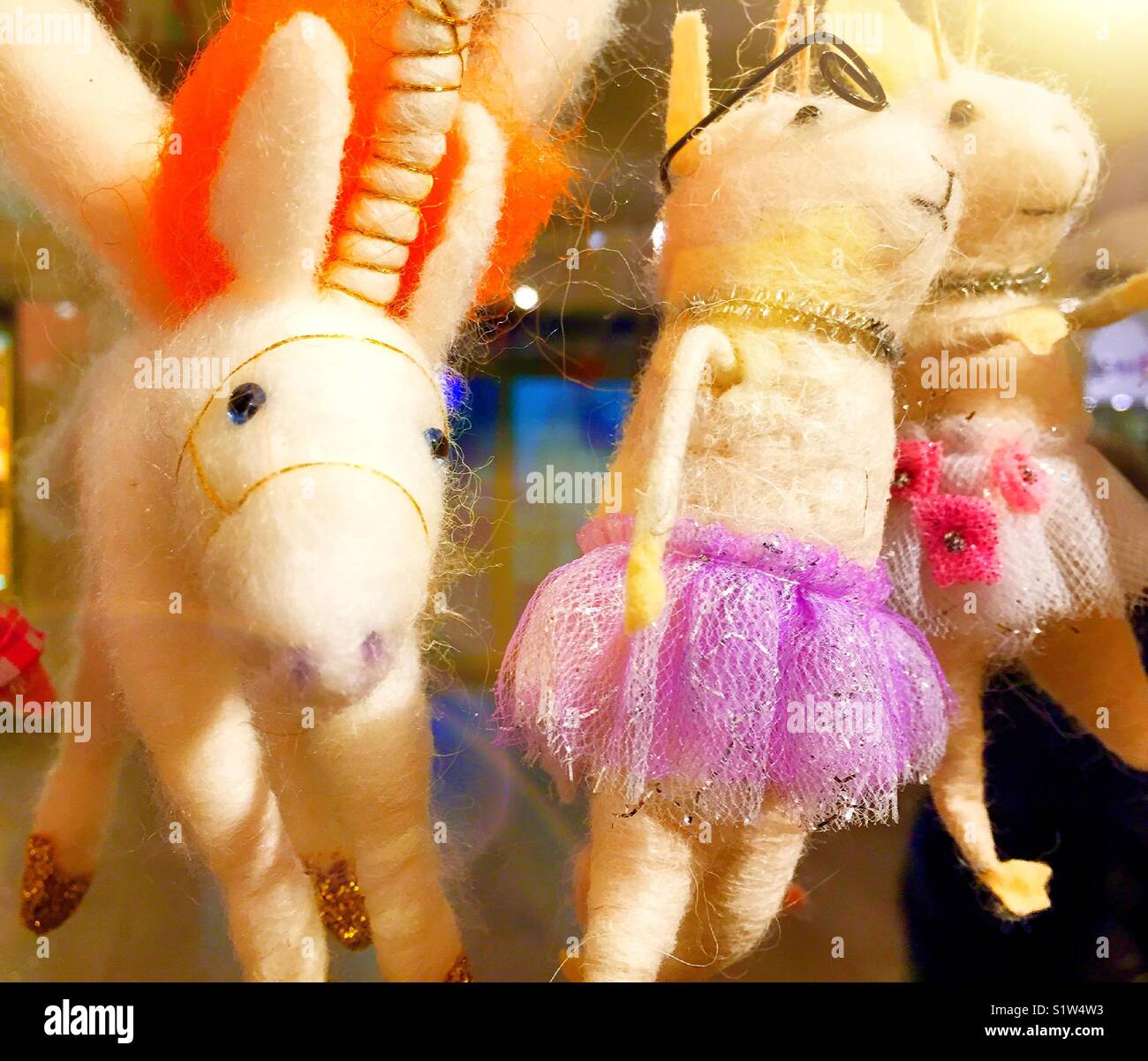 Close up of wool felted ornaments at Christmas time - Smartphone Captured Stock Image