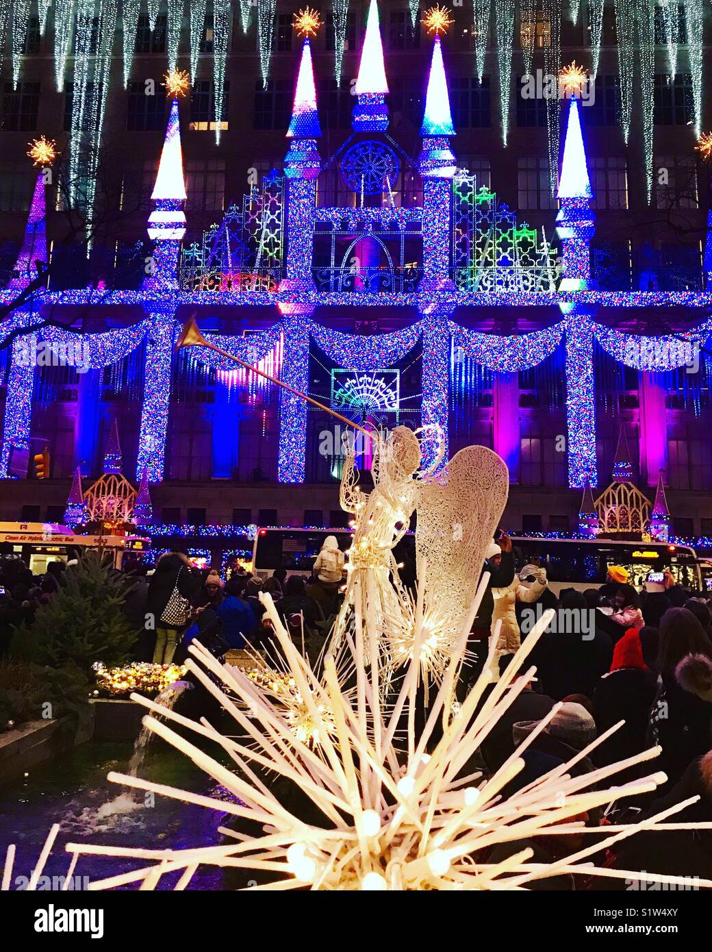 christmas holiday decorations at rockefeller center and light show stock image - Rockefeller Christmas Show christmas holiday decorations at rockefeller center and light show stock image - Rockefeller Christmas Show